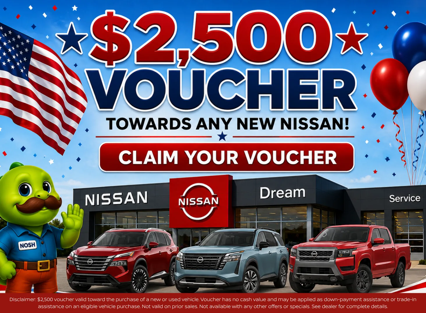 $2,500 voucher toward any new Nissan - click to claim