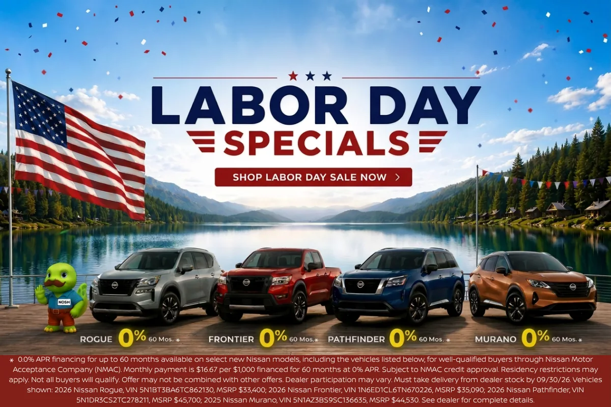 Labor Day Specials 0% APR for 60 months on select models