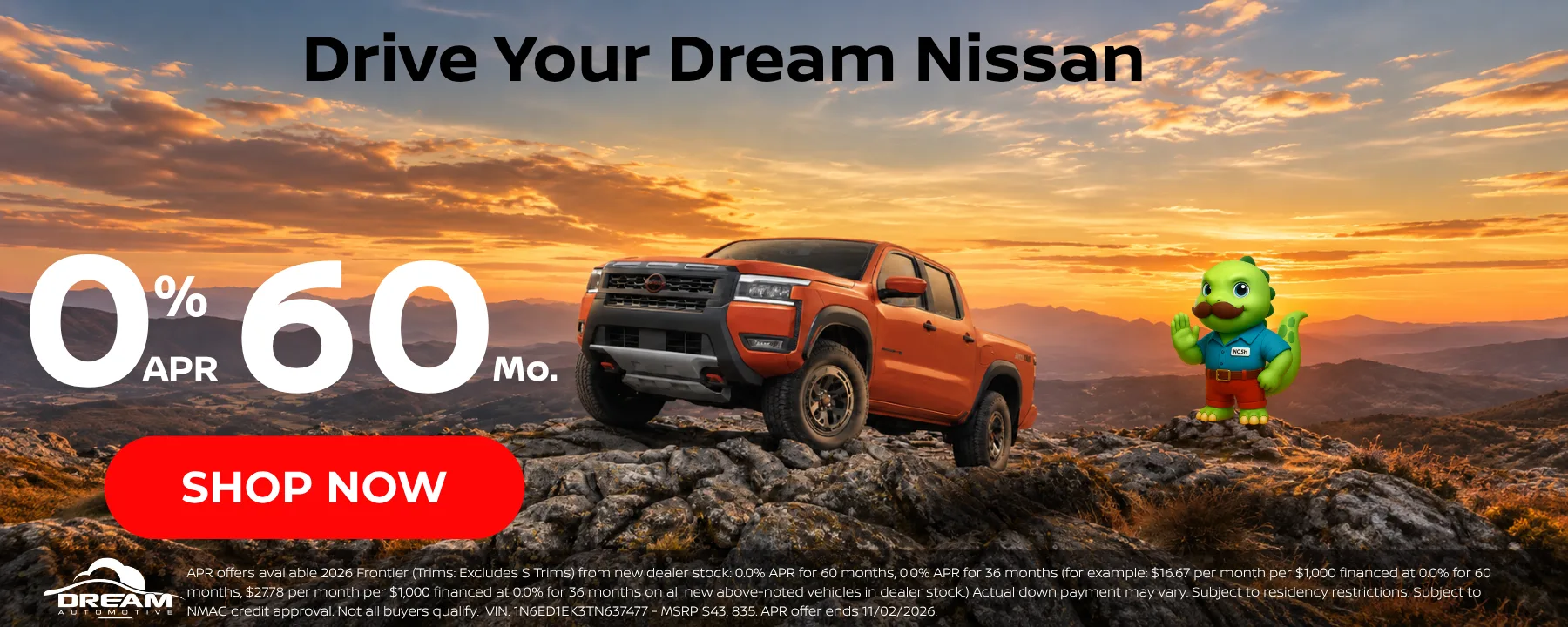 2026 Nissan Frontier 0% APR for 60 months